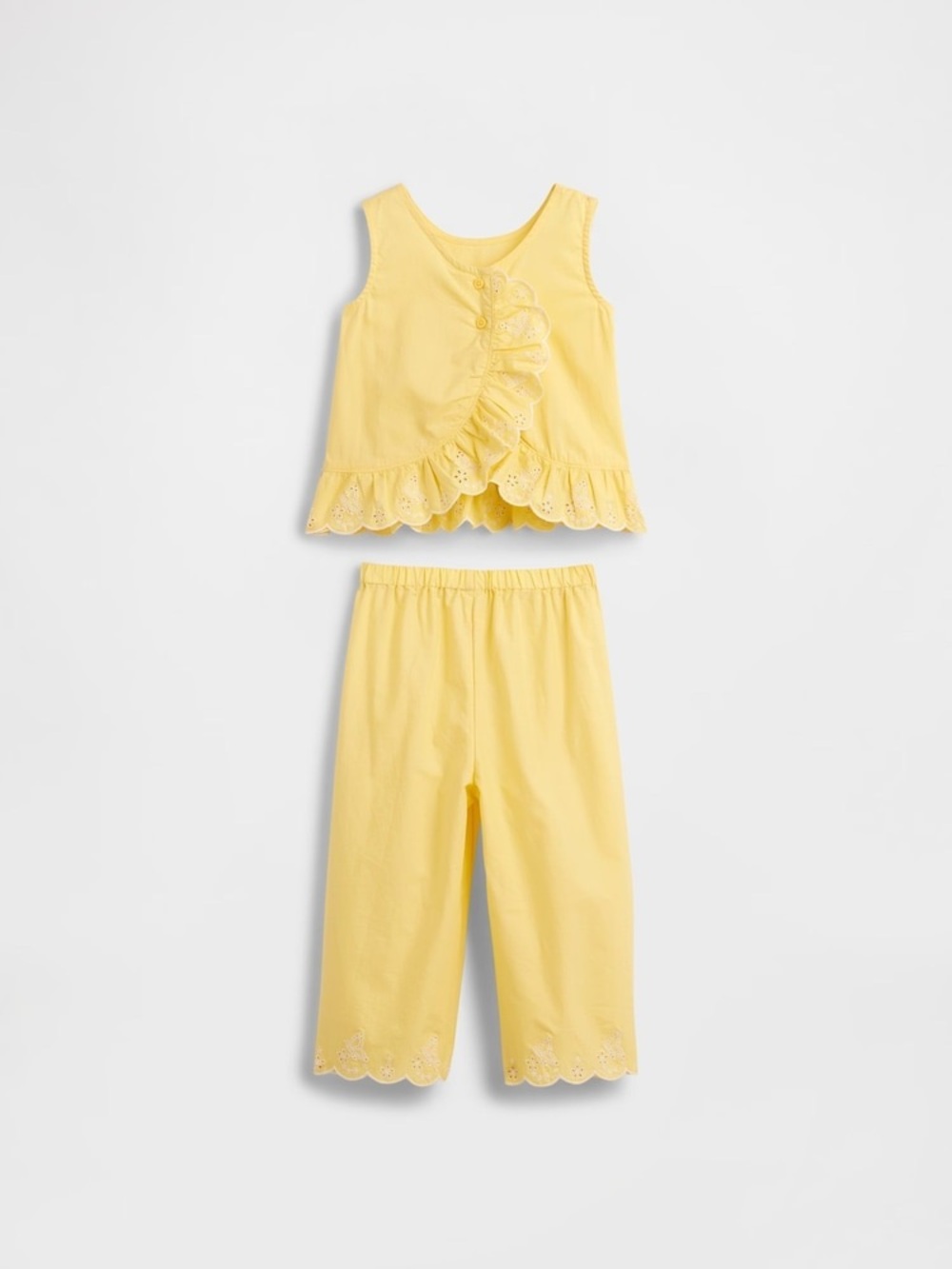Baby Gap Yellow Eyelet Ruffle Outfit Set 18-24M 100% Cotton - Picture 2 of 10